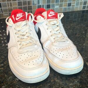Nike Kids Court Vision White and Red Sneakers